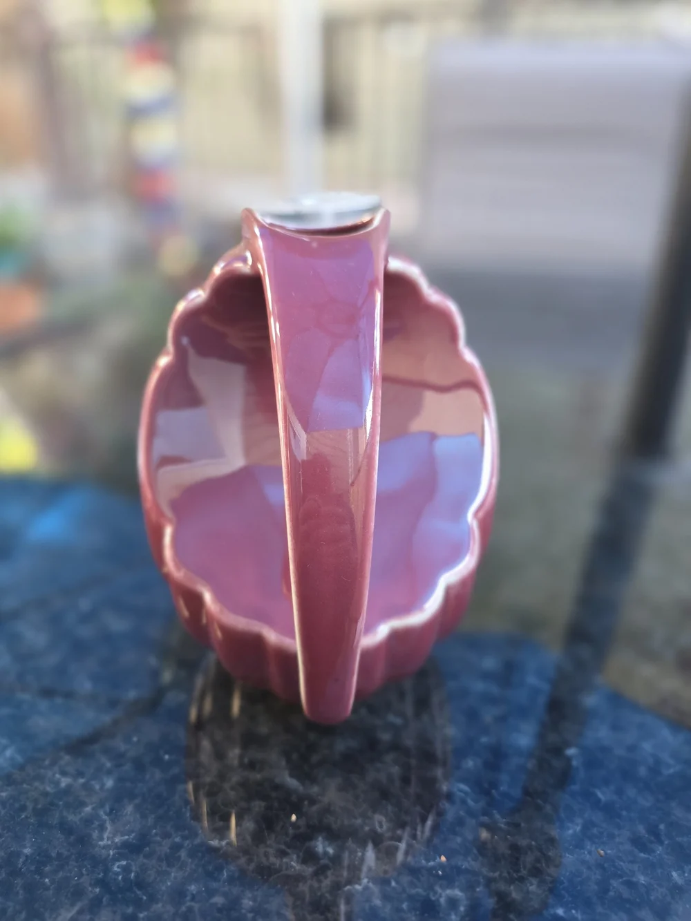 Glossy Maroon Ceramic Pitcher Vase - Decorative Serveware